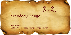 Krivácsy Kinga névjegykártya